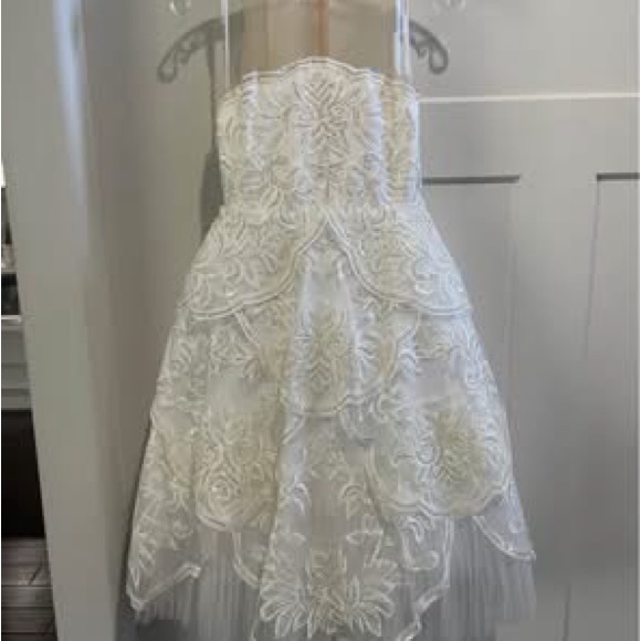 Sherri Hill Ivory Floral Lace Kids Dress
